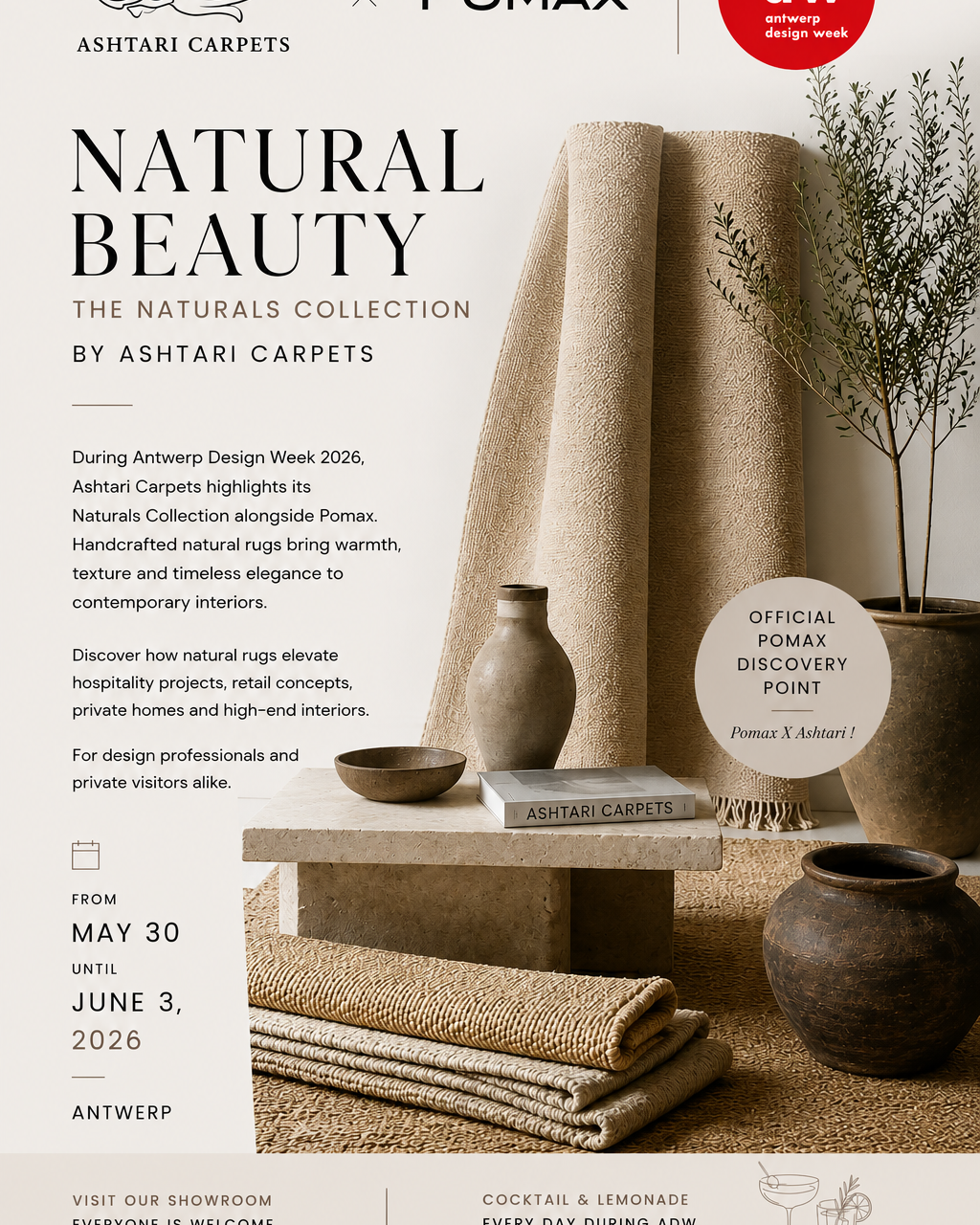 Pomax x Sophie Casier during Antwerp Design Week 2026 at Ashtari Carpets