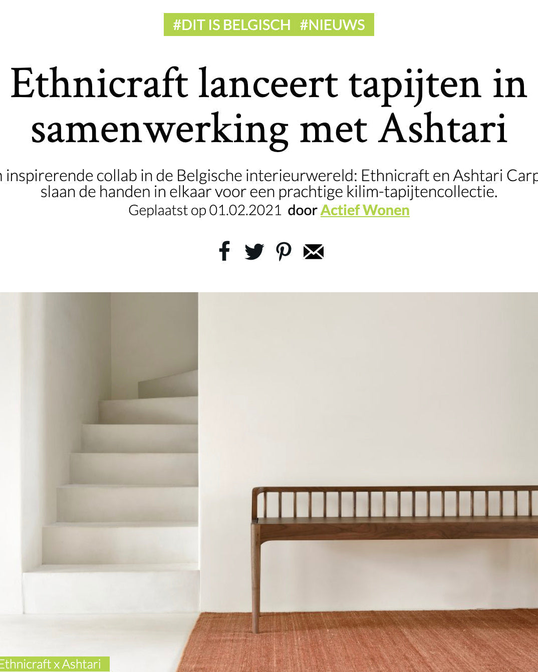 Magazine Actief Wonen: Ethnicraft meets Ashtari
