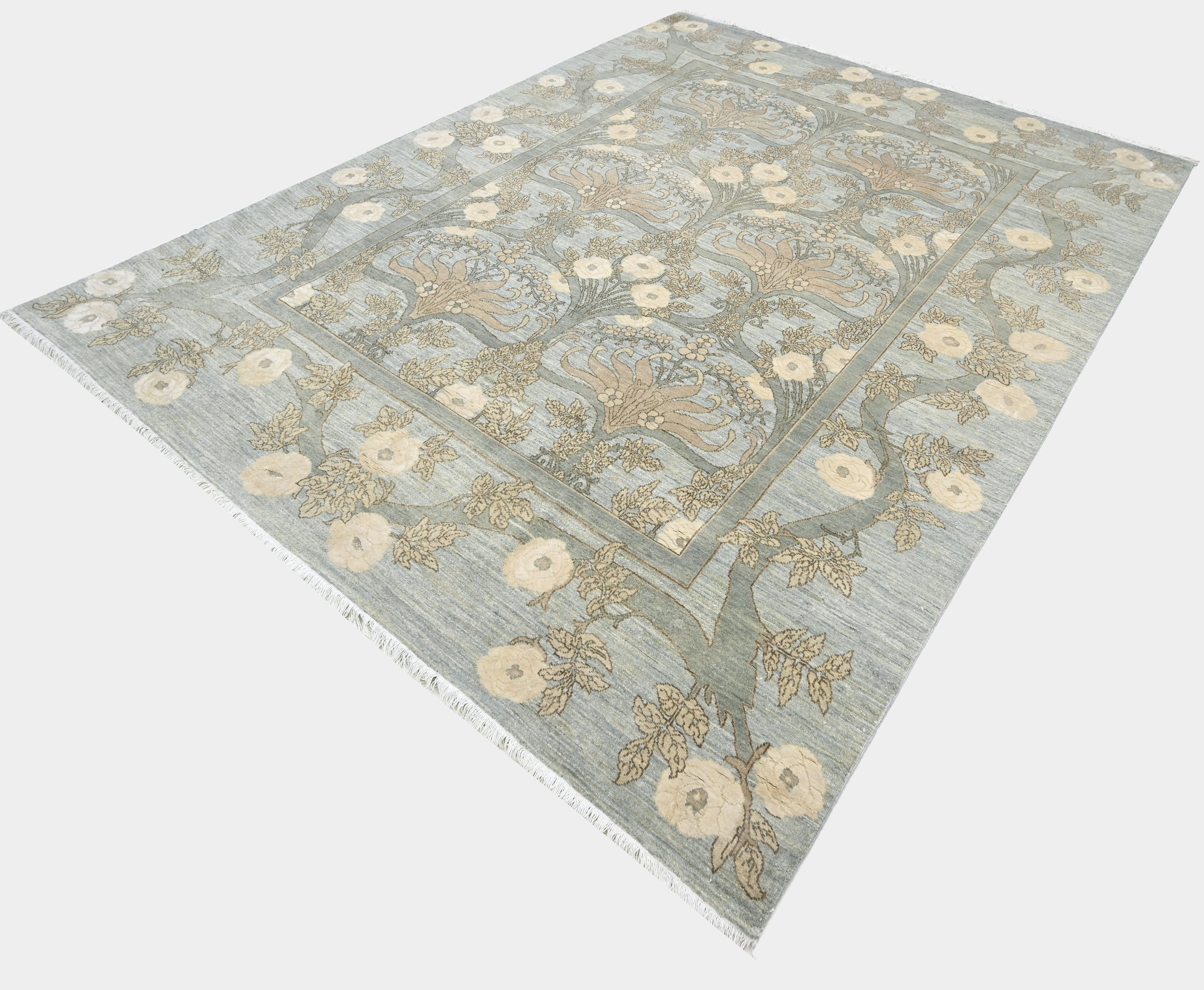 Floral patterned rug on a white background