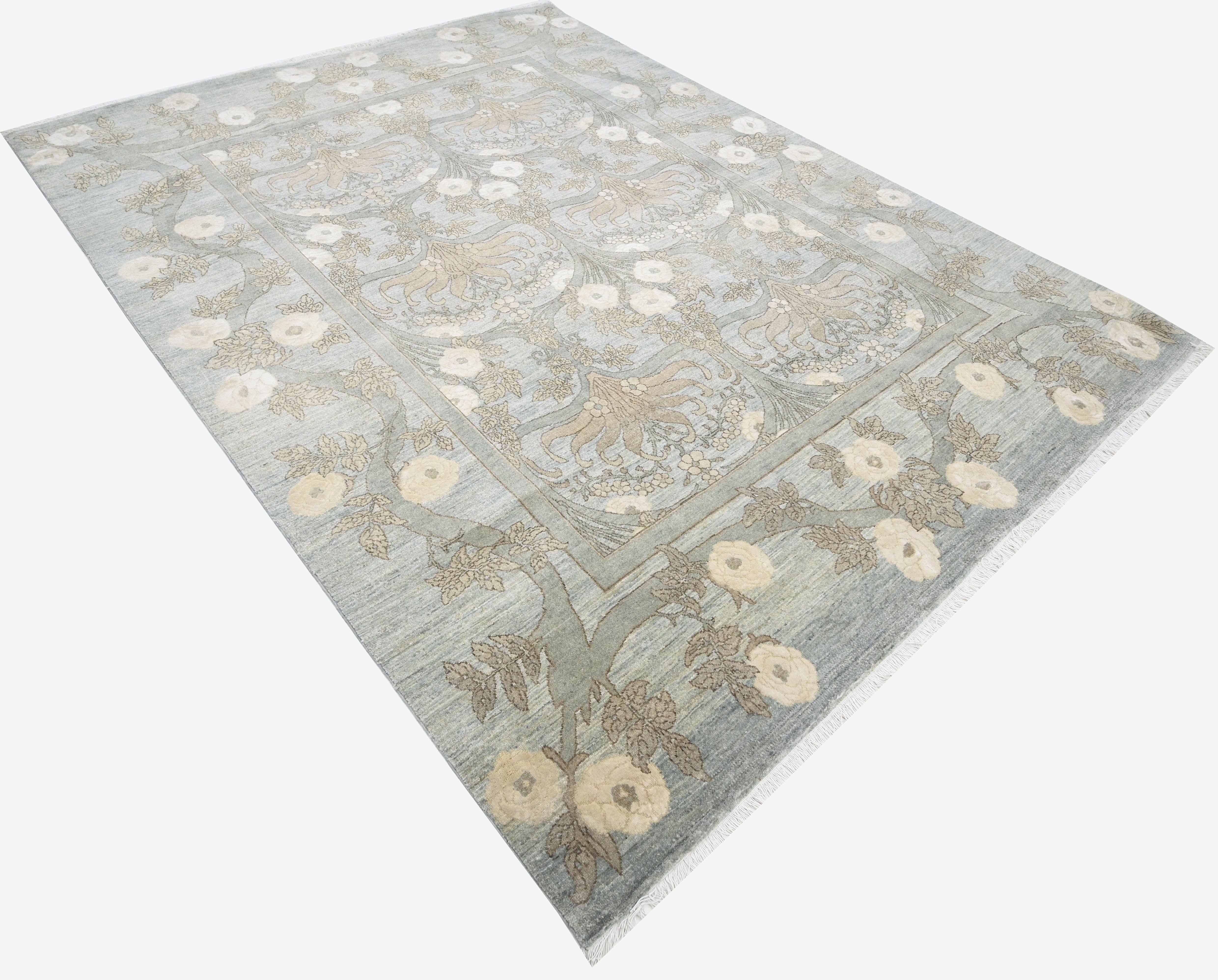 Floral patterned rug on a white background