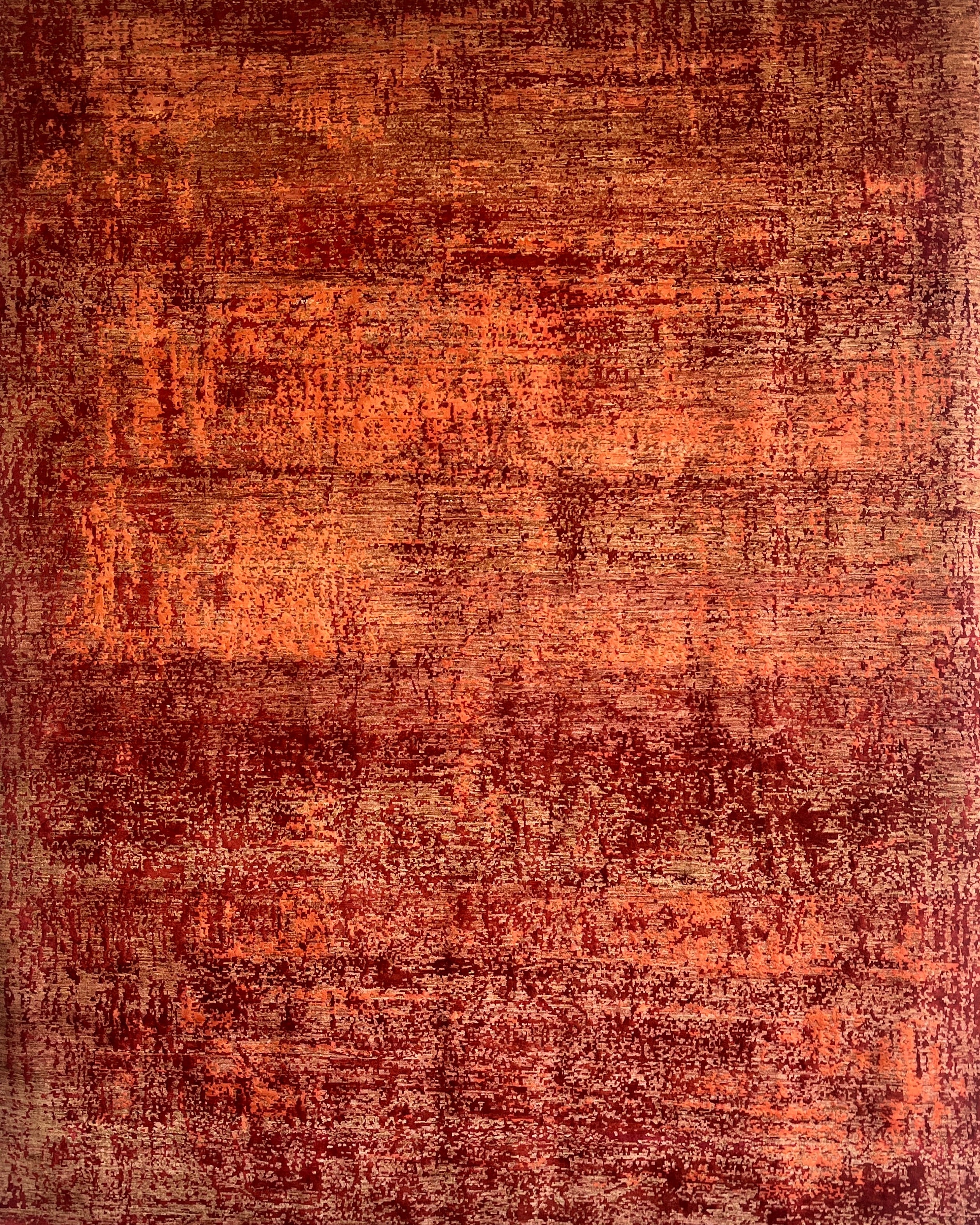 abstract copper- afghan handknotted rug by ashtari carpets
