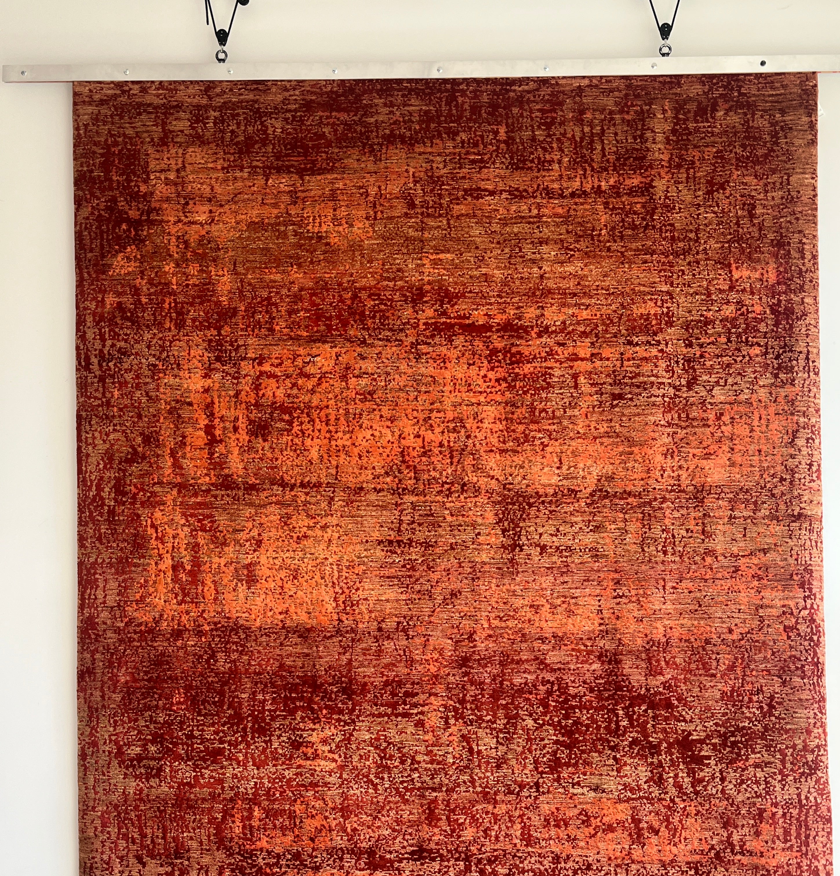 abstract copper- afghan handknotted rug by ashtari carpets