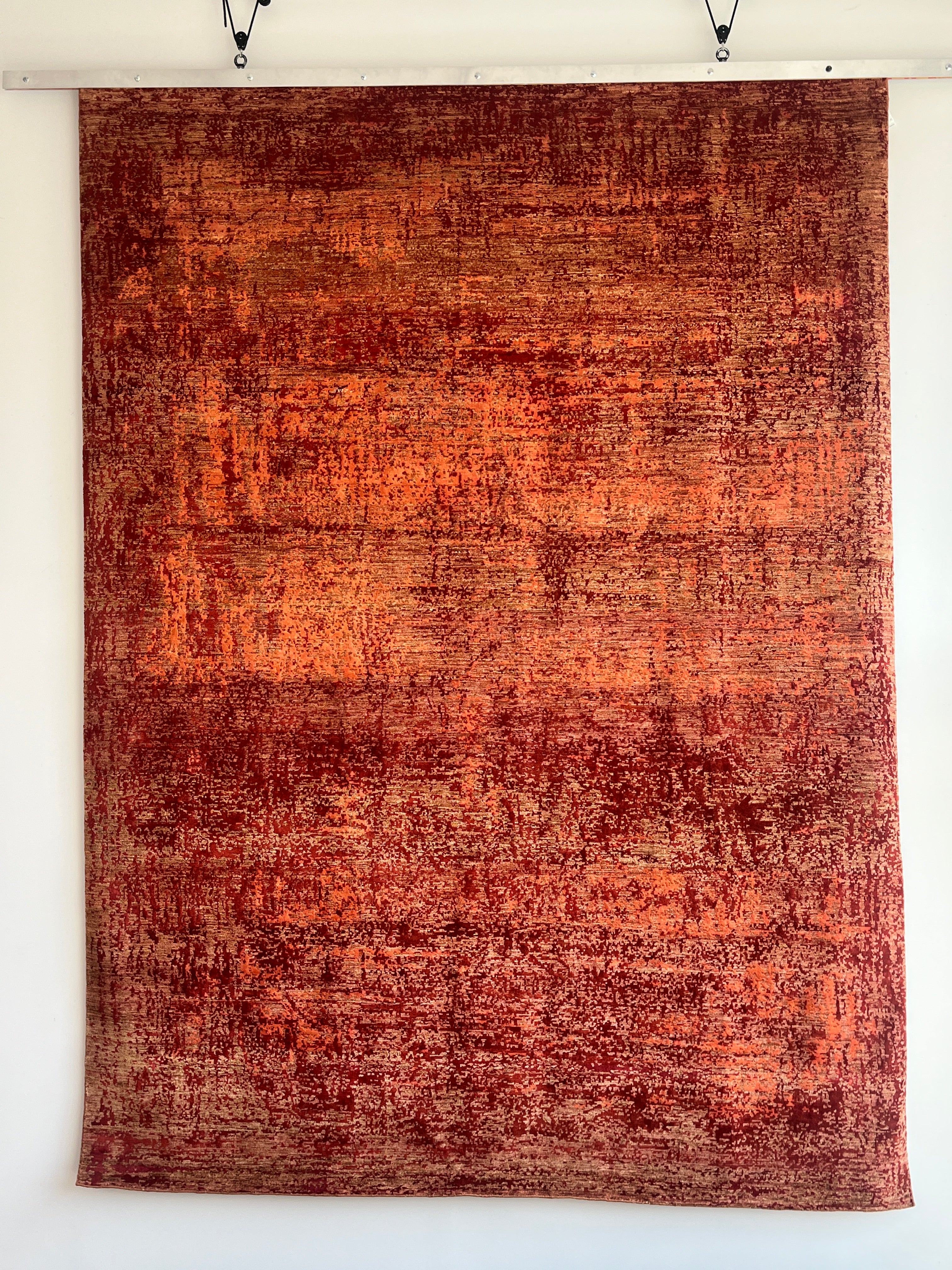 abstract copper- afghan handknotted rug by ashtari carpets