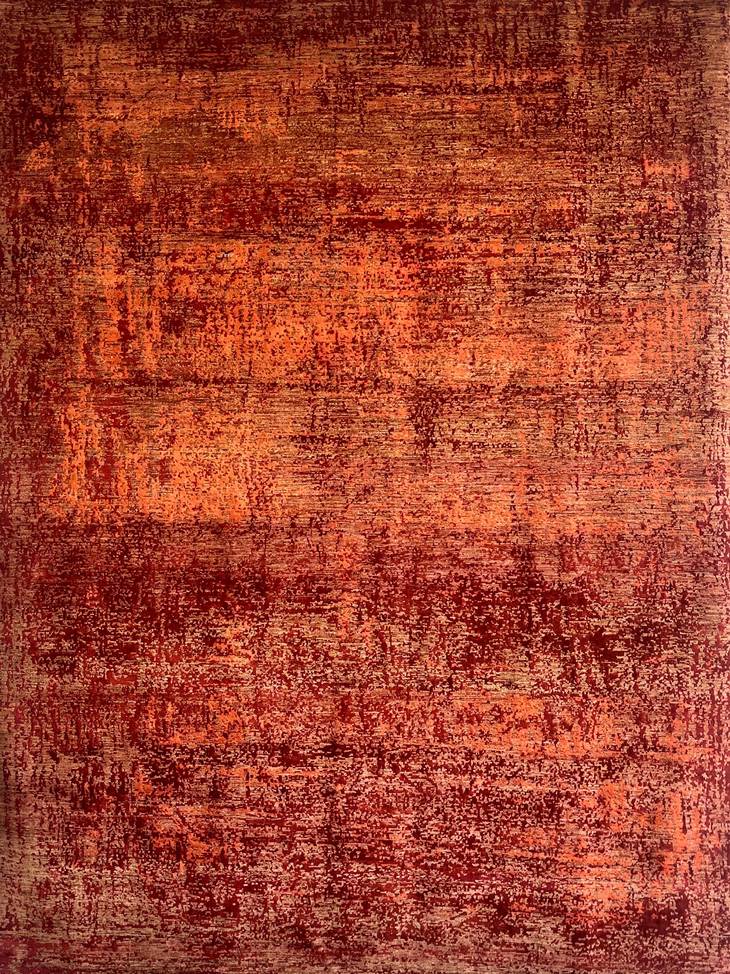 abstract copper- afghan handknotted rug by ashtari carpets
