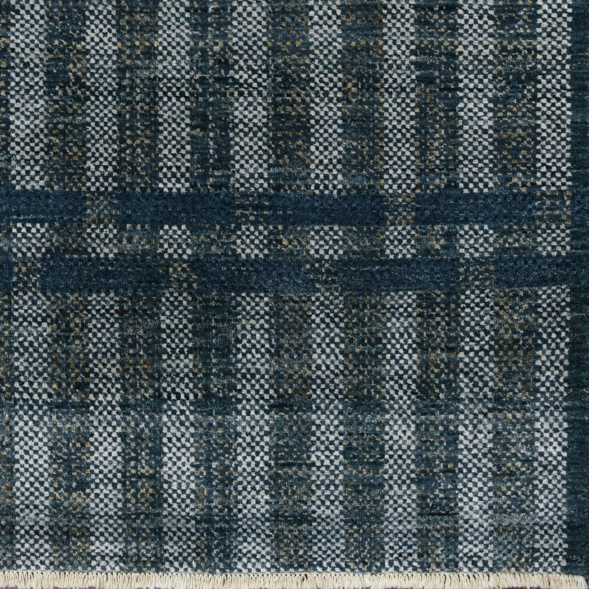 dark_charcoal_checkered_rug_from_india_detail_corner