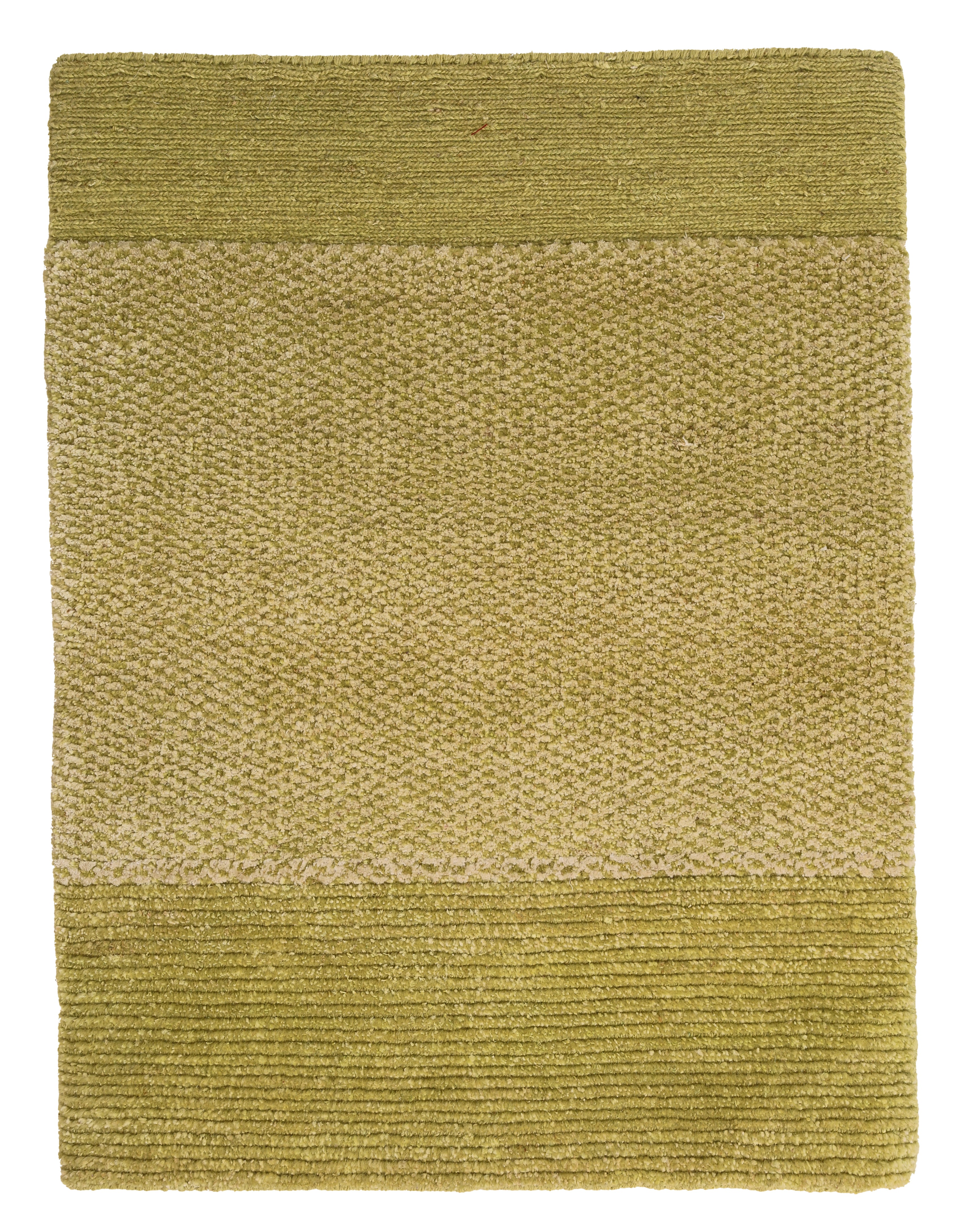 Rectangular area rug with a solid green color and a textured pattern