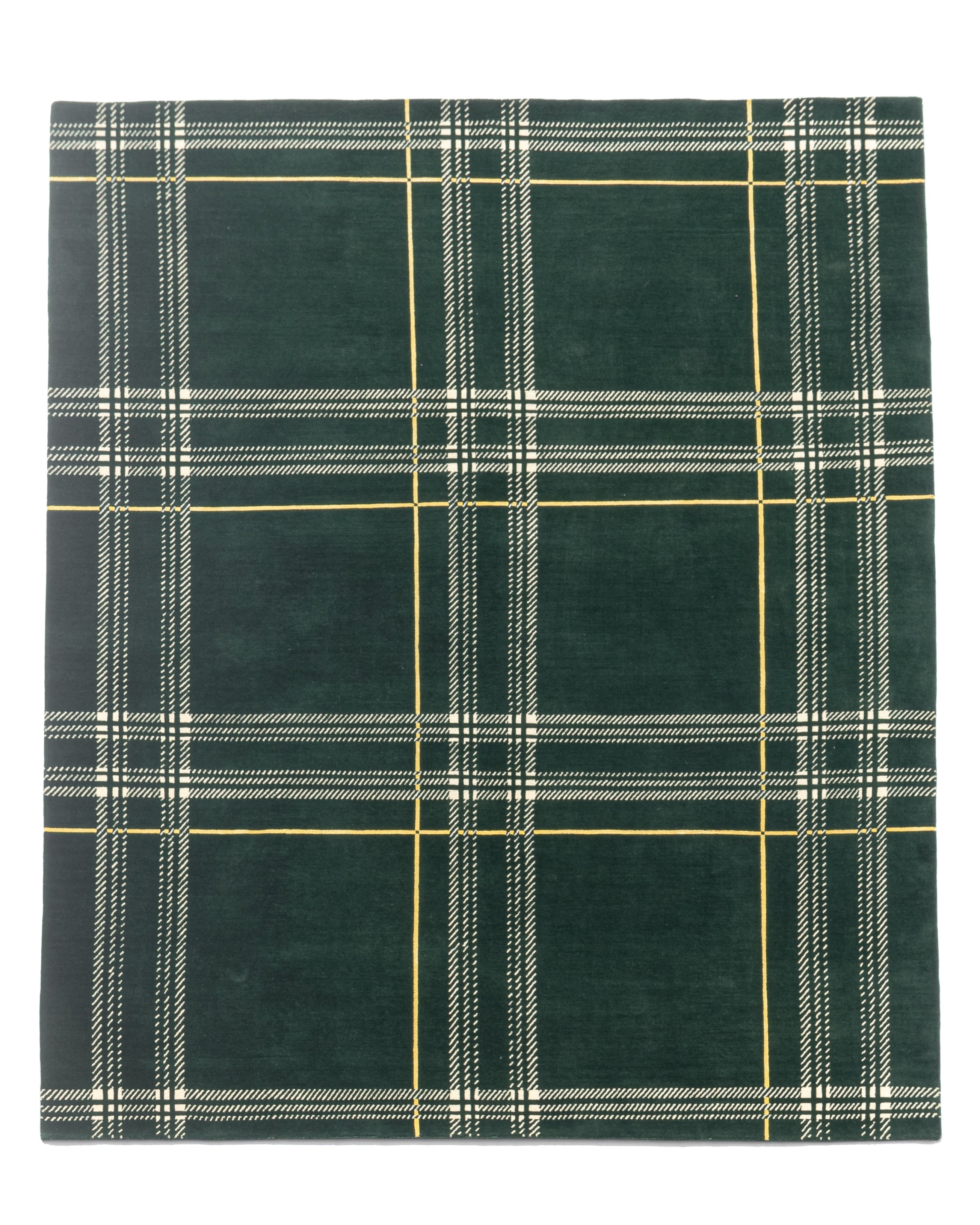 Léon Stynen écossais rug collection – handcrafted Tibetan wool and silk rugs with refined checkered design inspired by Antwerp archives.