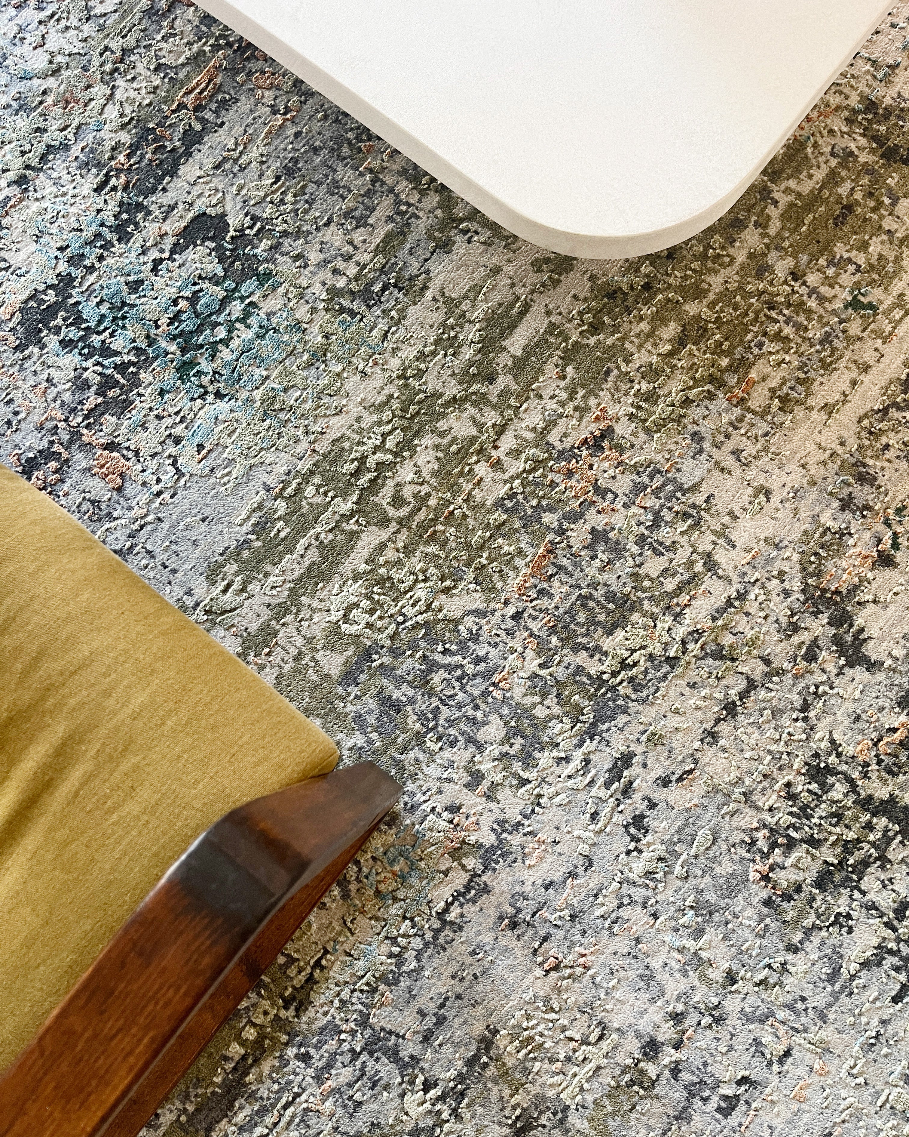 Close-up of a handmade luxury rug texture of design rug "Season Autumn"