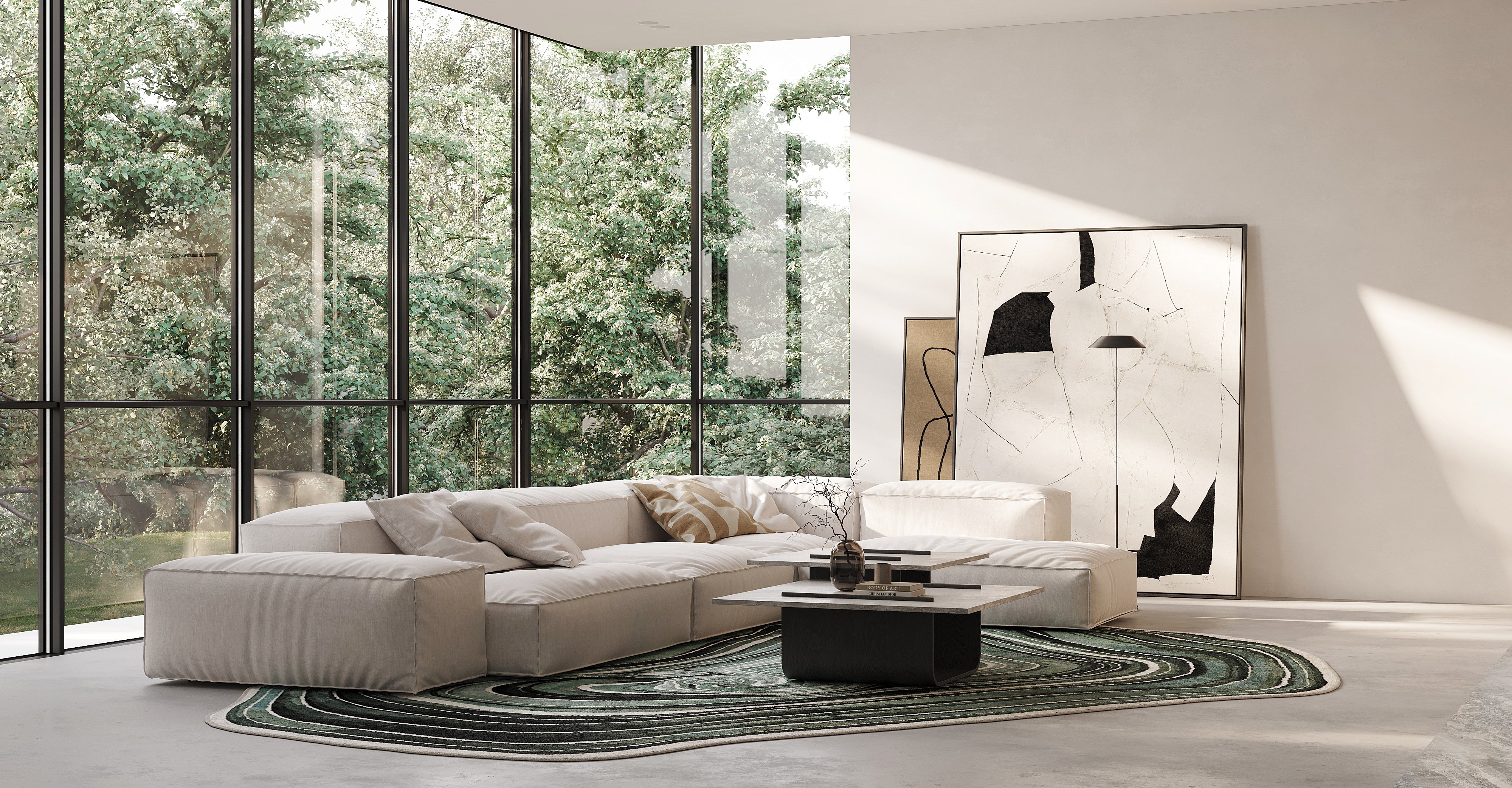 Green Agate designer rug – luxury handmade Tibetan rug by Belgian designer Wendy Guns