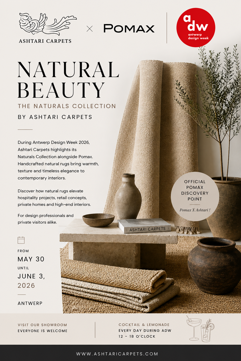 Pomax x Sophie Casier during Antwerp Design Week 2026 at Ashtari Carpets