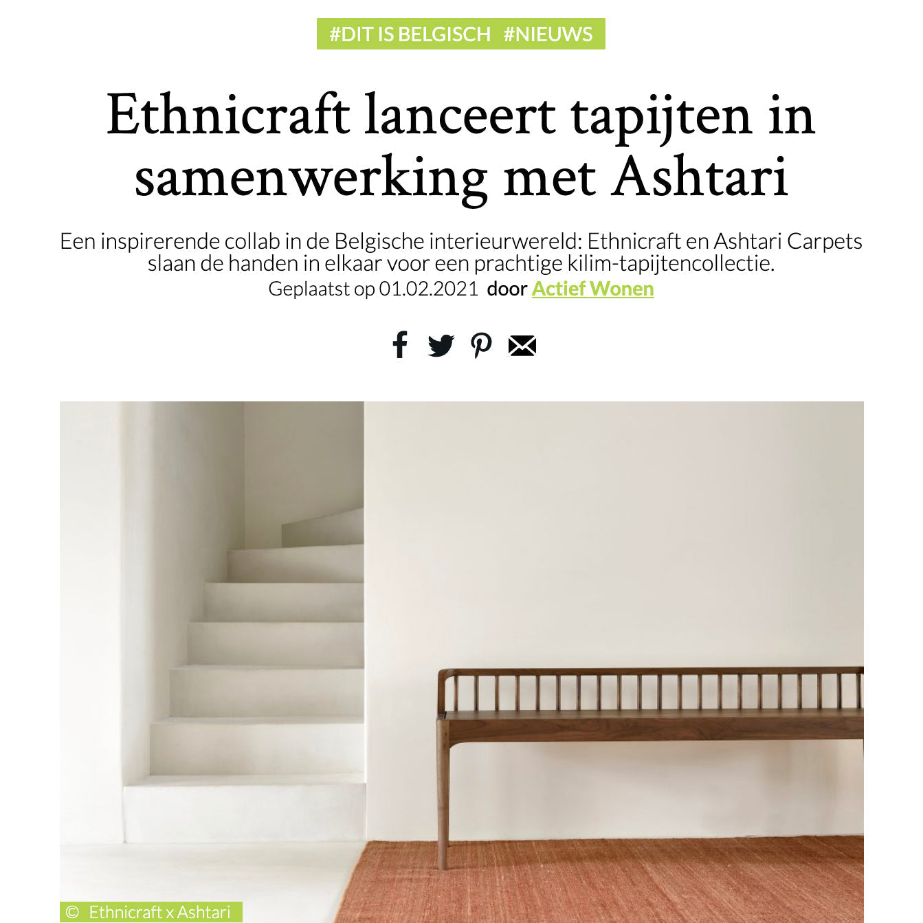 Magazine Actief Wonen: Ethnicraft meets Ashtari