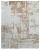 Textured area rug with a geometric pattern on a white background