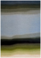 Gradient color carpet with shades of blue, green, and brown.