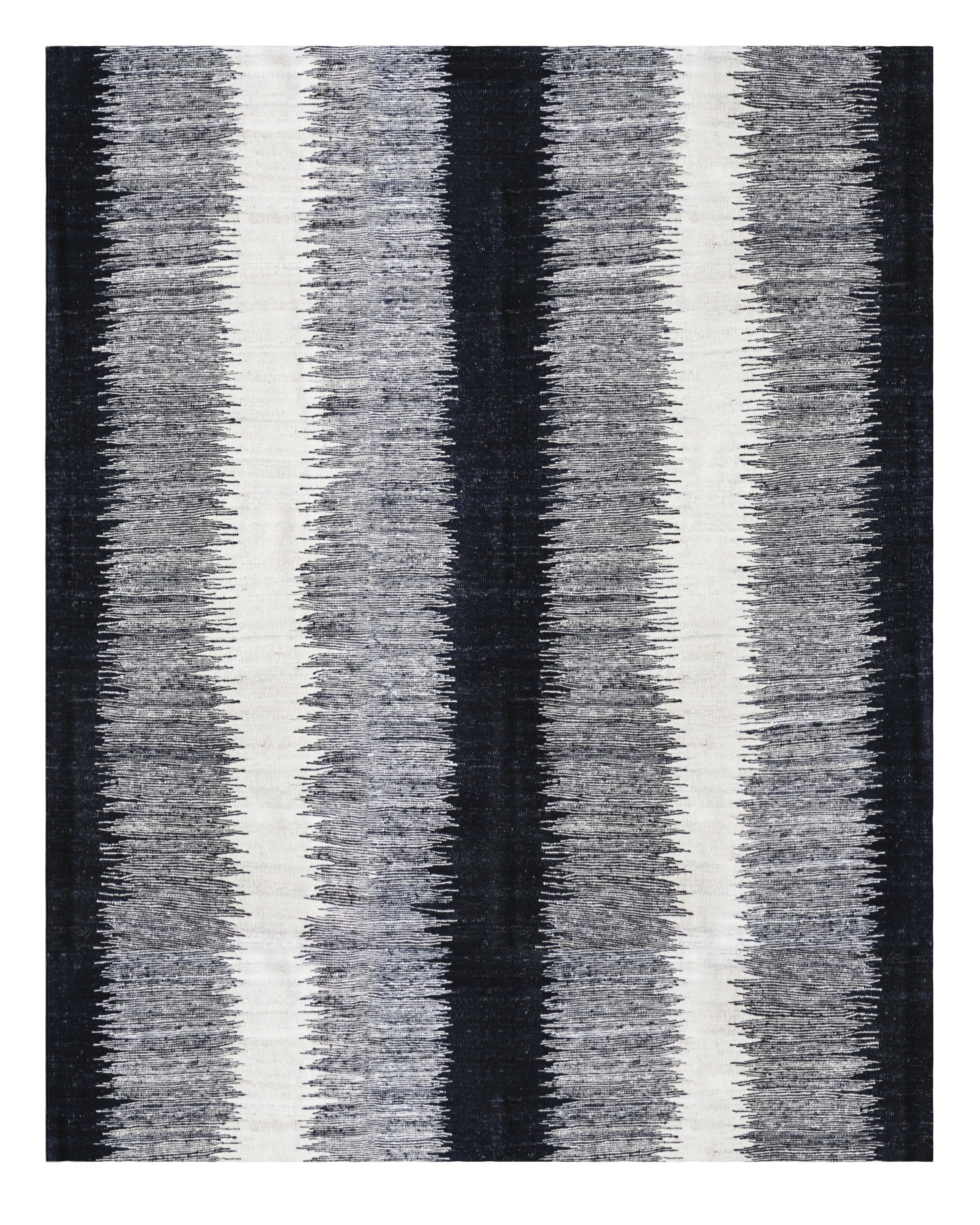 MazardanIkath_topview_ikat_kilim_black_and_white_pakistan