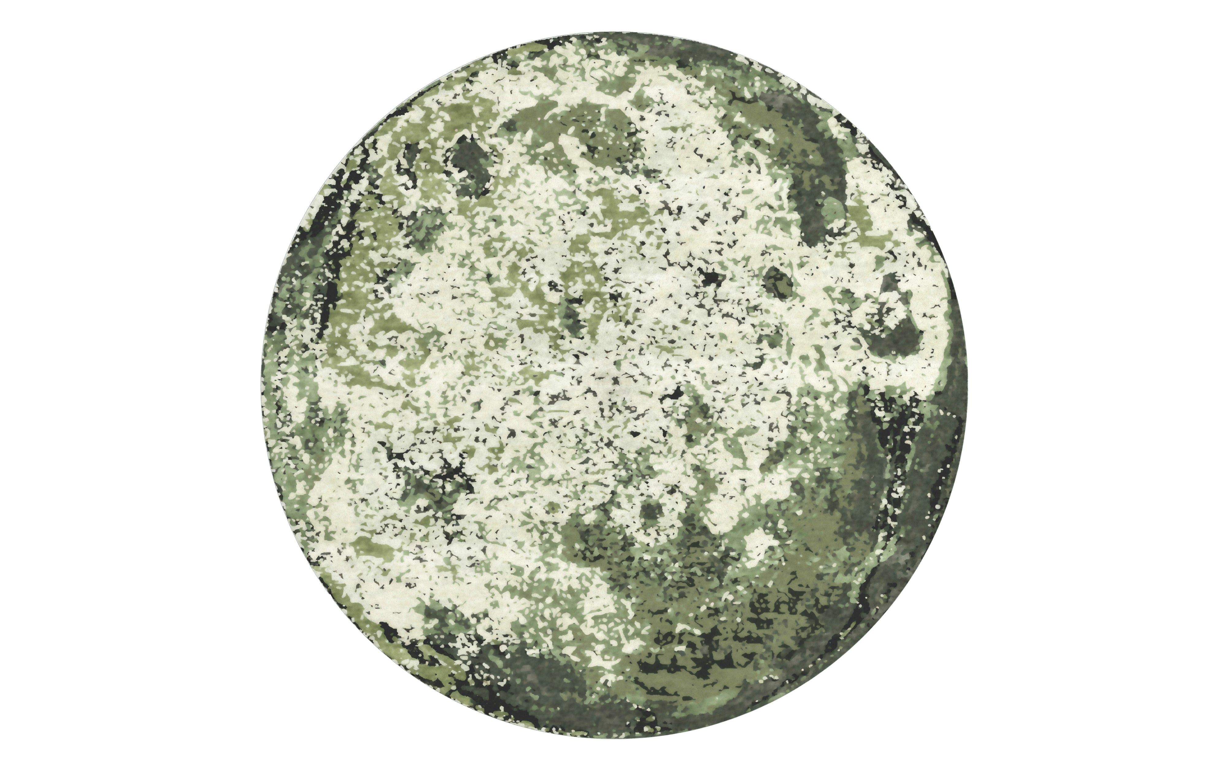 Moon rug by Sebastien Capurossi in a round organic shape – luxury sustainable design rug handmade by Ashtari Carpets.