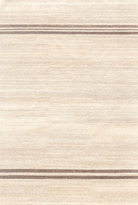 Beige rug with brown stripes on a white background allo wool nepal