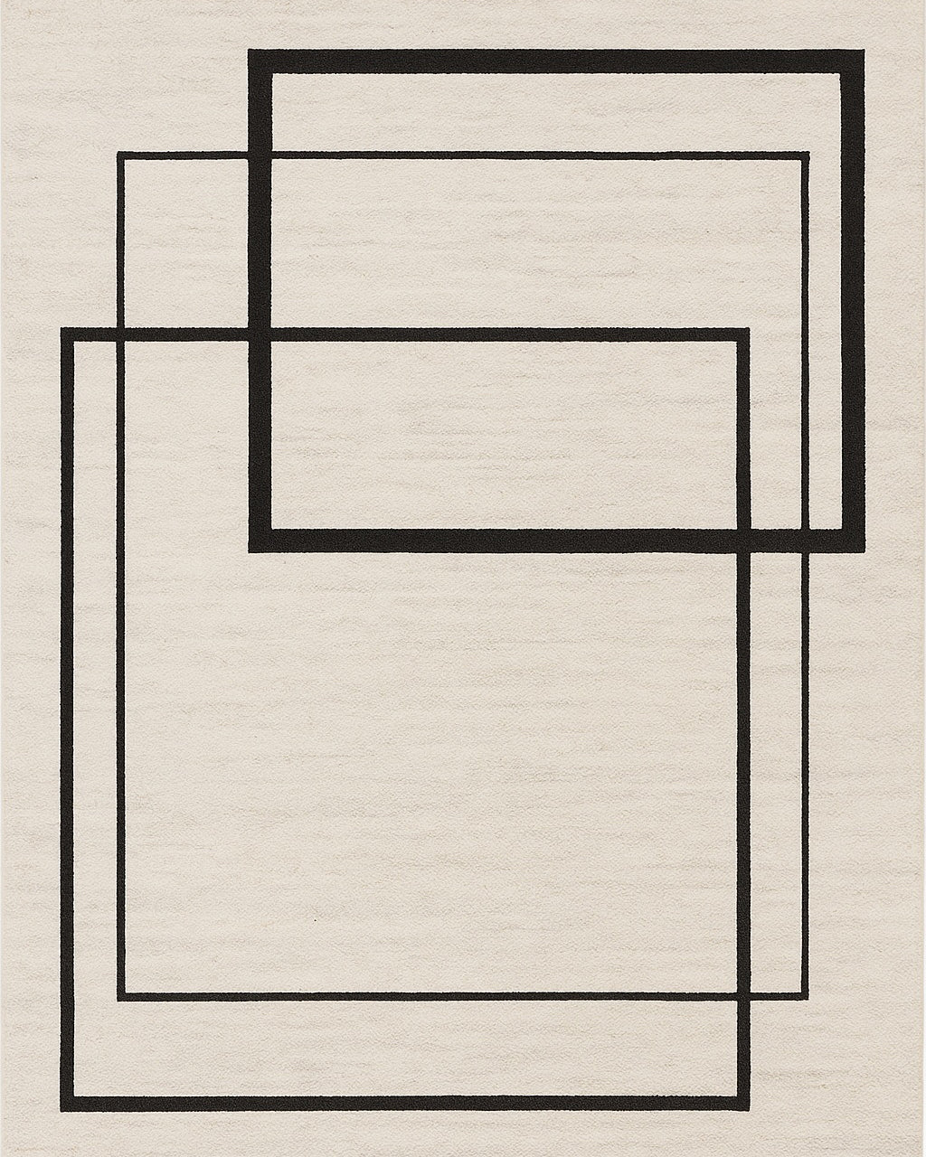 Beige rug with black geometric pattern