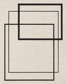 Beige rug with black geometric pattern