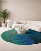 Peacock Reverie Luxury Wool & Silk Statement Rug