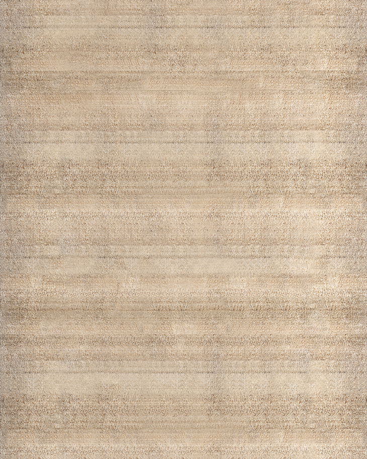 Beige area rug with a textured pattern on a white background